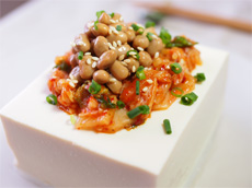 Natto & Kimuchi on Tofu Bean Curd
